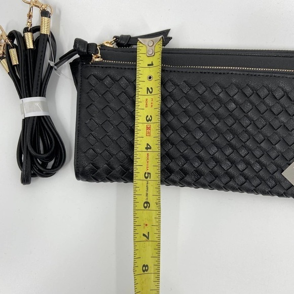 New Falls Creek Woven Crossbody Small Handbag Zip Top Credit Card Slots Black - Picture 9 of 10